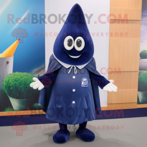 Navy Squash mascot costume character dressed with a Hoodie and Tie pins
