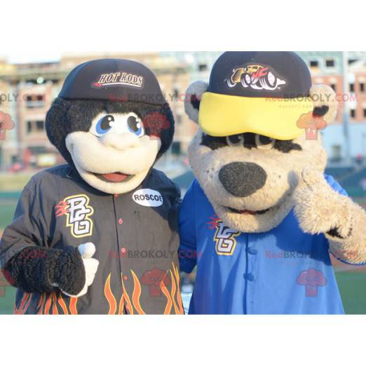 2 mascots: a black monkey and a brown bear - Redbrokoly.com