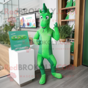 Green Horse mascot costume character dressed with a Swimwear and Keychains