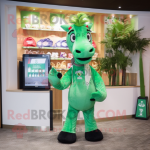 Green Horse mascot costume character dressed with a Swimwear and Keychains