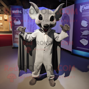 Silver Bat mascot costume character dressed with a Henley Tee and Pocket squares
