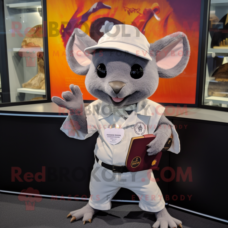 Silver Bat mascot costume character dressed with a Henley Tee and Pocket squares