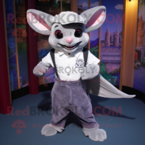 Silver Bat mascot costume character dressed with a Henley Tee and Pocket squares