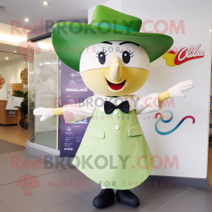 Olive Ray mascot costume character dressed with a Culottes and Bow ties