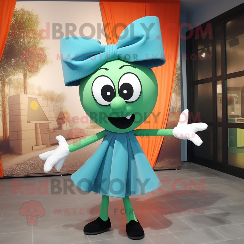 Olive Ray mascot costume character dressed with a Culottes and Bow ties Olive Ray mascot costume character dressed with a Culottes and Bow ties