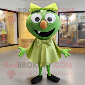 Olive Ray mascot costume character dressed with a Culottes and Bow ties