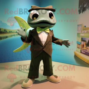 Olive Ray mascot costume character dressed with a Culottes and Bow ties