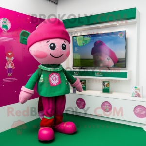 Magenta Maskottchen Kostüm...