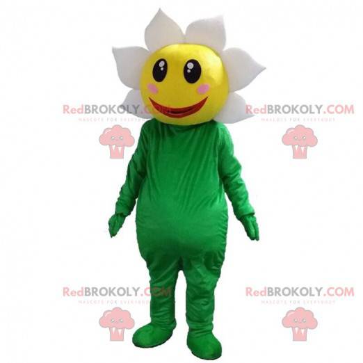 Costume da fiore verde, giallo e bianco molto sorridente -