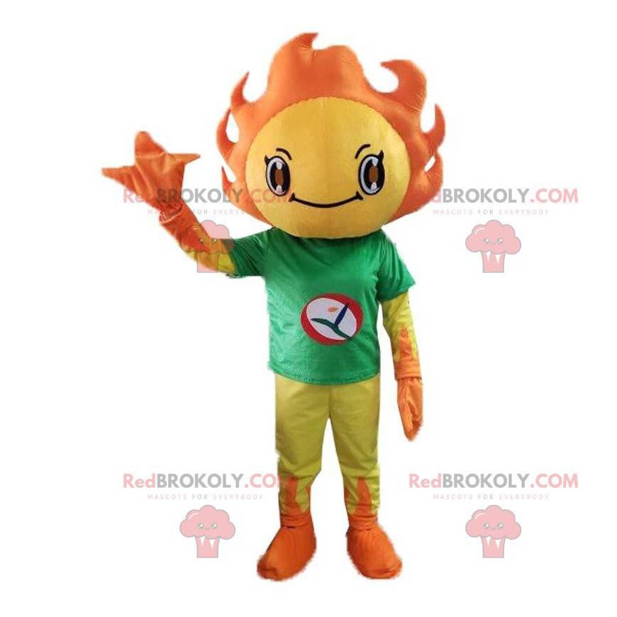 Costume de soleil jaune et orange avec un t-shirt vert - Costume de soleil jaune et orange avec un t-shirt vert -
