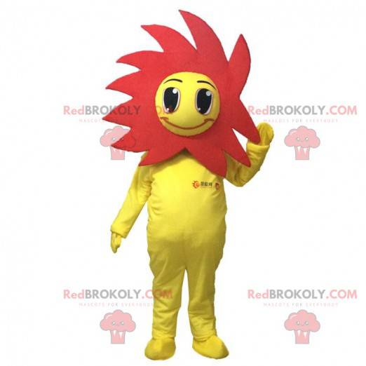 Mascotte fiore giallo e rosso, travestimento fiore -