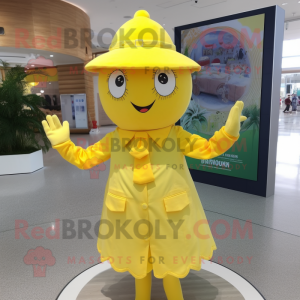 nan Lemon mascot costume character dressed with a Blouse and Hat pins