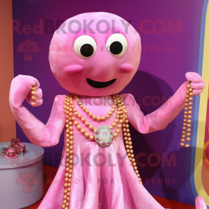 Rosa Octopus maskot kostym...