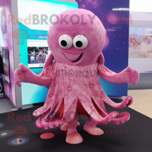 Pink Octopus maskot kostume...