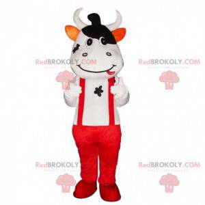 Déguisement de vache avec des bretelles et un pantalon rouge -