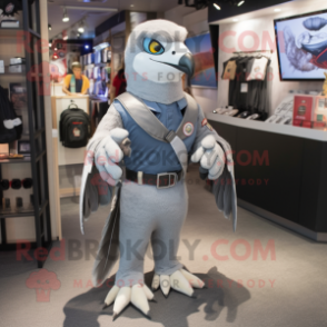 Gray Falcon mascot costume character dressed with a V-Neck Tee and Brooches