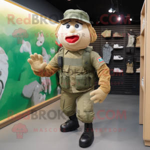 nan Army Soldier mascot costume character dressed with a Running Shorts and Tote bags