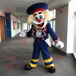 Navy Clown mascot costume character dressed with a Dress Pants and Bow ties