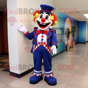 Navy Clown mascot costume character dressed with a Dress Pants and Bow ties