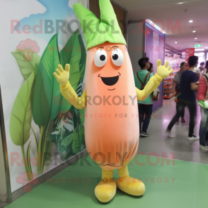 Peach Asparagus mascot costume character dressed with a Shorts and Cummerbunds
