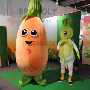 Peach Asparagus mascot costume character dressed with a Shorts and Cummerbunds