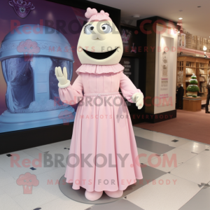 Cream Pink mascot costume character dressed with a Empire Waist Dress and Clutch bags