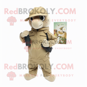 Beige Army Soldier maskot...