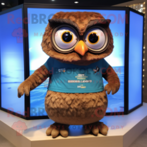 Brown Owl mascot costume character dressed with a Bikini and Bracelet watches