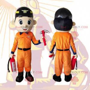 Mascotte pompiere, operaio, costume da uomo tuttofare -