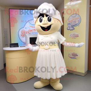 Cream Alliance mascot costume character dressed with a A-Line Skirt and Headbands
