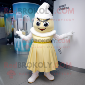 Cream Alliance mascot costume character dressed with a A-Line Skirt and Headbands