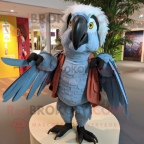 Gray Macaw mascot costume character dressed with a Poplin Shirt and Hairpins