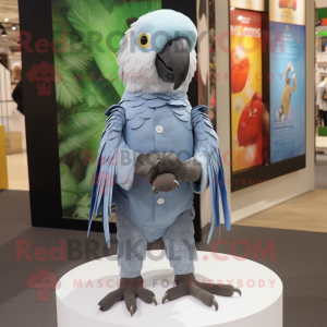 Gray Macaw mascot costume character dressed with a Poplin Shirt and Hairpins