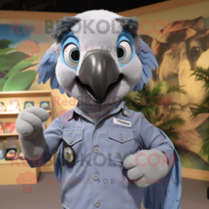 Gray Macaw mascot costume character dressed with a Poplin Shirt and Hairpins