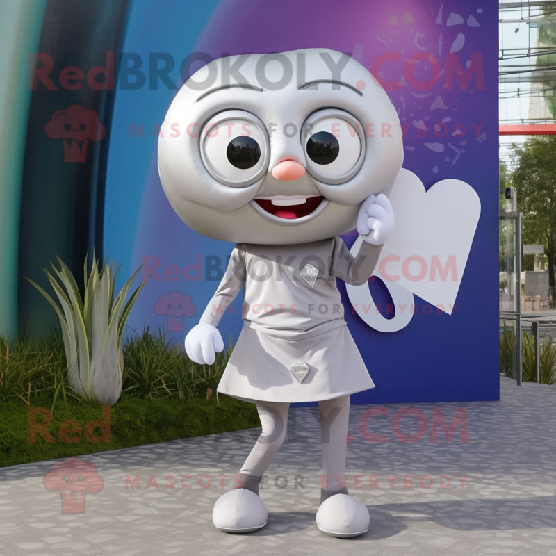 Silver Love Letter mascot costume character dressed with a Tank Top and Foot pads Silver Love Letter mascot costume character dressed with a Tank Top and Foot pads