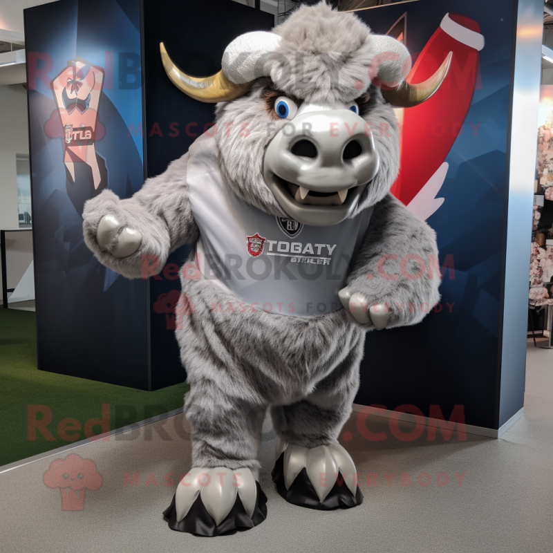 Silver Bison mascot costume character dressed with a Shorts and Keychains Silver Bison mascot costume character dressed with a Shorts and Keychains