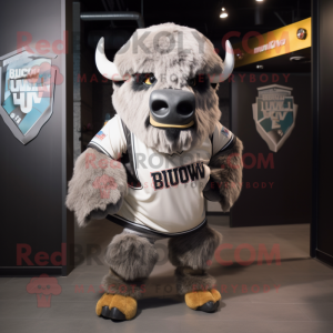 Silver Bison mascot costume character dressed with a Shorts and Keychains