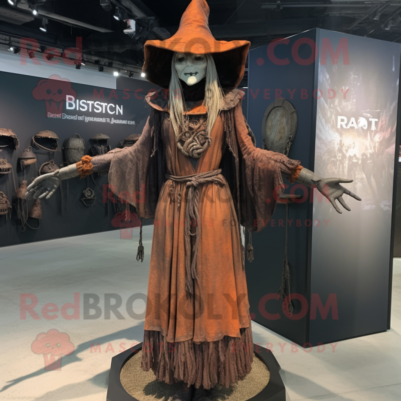 Rust Witch mascot costume character dressed with a Dress and Necklaces