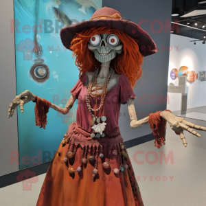 Rust Witch mascot costume character dressed with a Dress and Necklaces