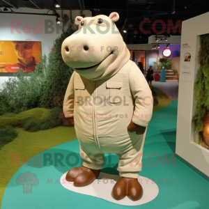 Beige Hippopotamus maskot...