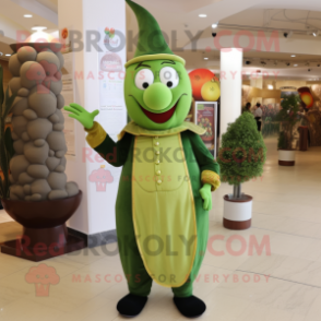 Olive Magician mascot costume character dressed with a Trousers and Anklets