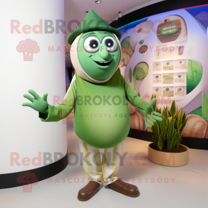 Olive Magician mascot costume character dressed with a Trousers and Anklets