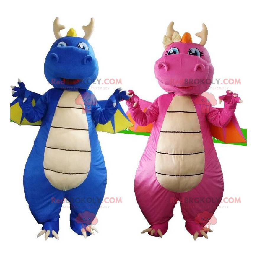 Dragons costumes, one blue and one pink, 2 dragons -