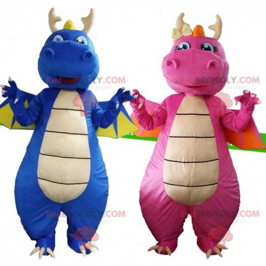 Dragons costumes, one blue and one pink, 2 dragons -