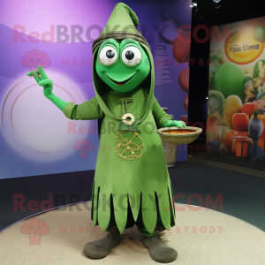 Olive Magician mascot costume character dressed with a Trousers and Anklets