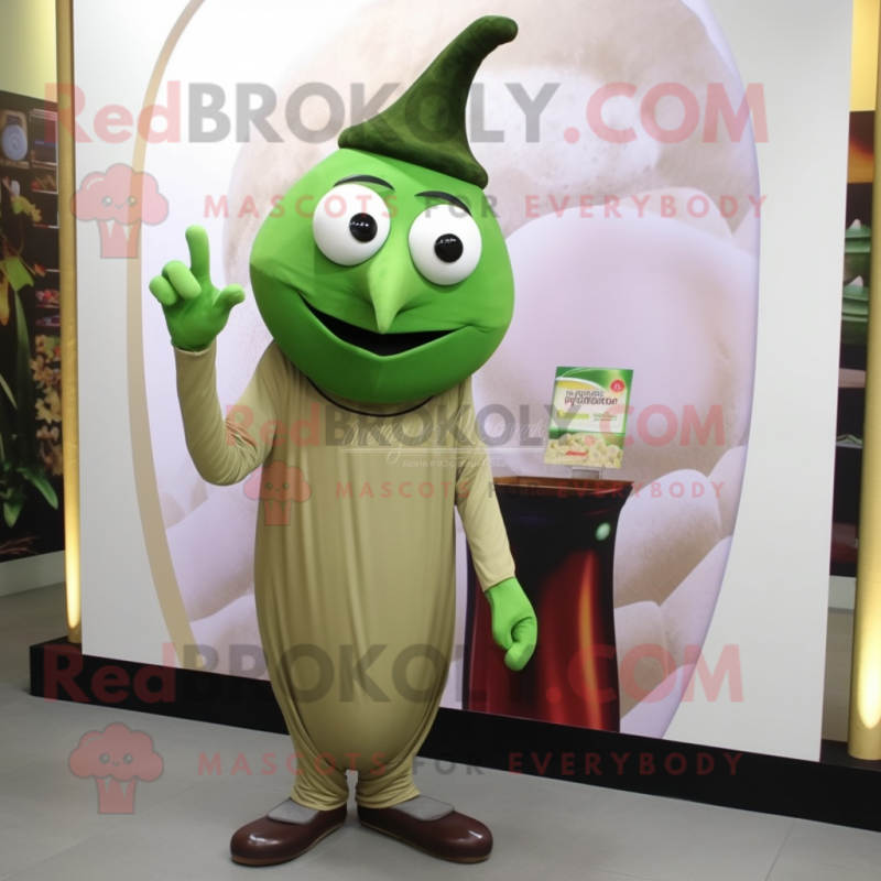Olive Magician mascot costume character dressed with a Trousers and Anklets Olive Magician mascot costume character dressed with a Trousers and Anklets