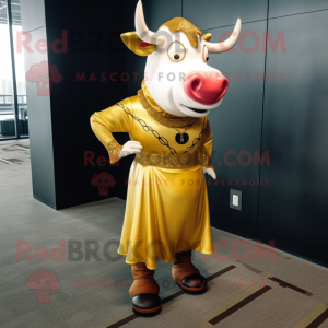 Gold Bull maskot kostume...