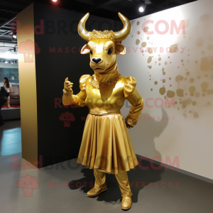 Gold Bull mascotte kostuum...