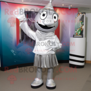 Silver King mascot costume character dressed with a Polo Tee and Scarf clips