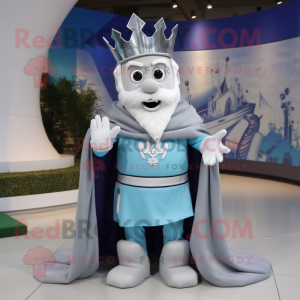 Silver King mascot costume character dressed with a Polo Tee and Scarf clips